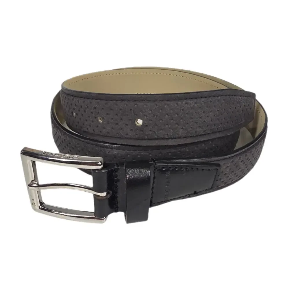 COLE HAAN PERFORATED SUEDE LEATHER BELT – GRAY – SILVER BUCKLE – MEN’S SIZE 36